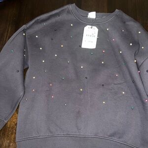 Zara Charcoal Sweatshirt with Multicolor Beads